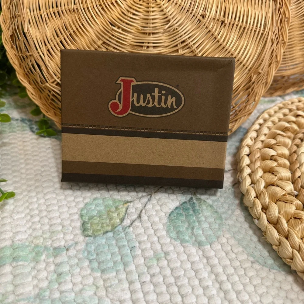 New Justin Card Wallet Serape Inlay Leather New In Box